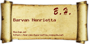 Barvan Henrietta névjegykártya